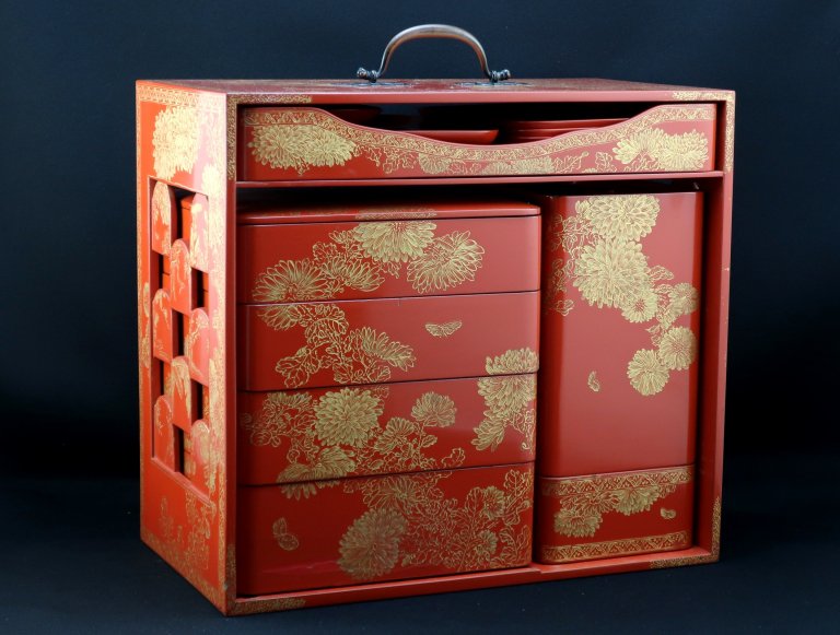 Ʋָּ / Red-lacquered Bento Set 'Chinkin Makie' picture