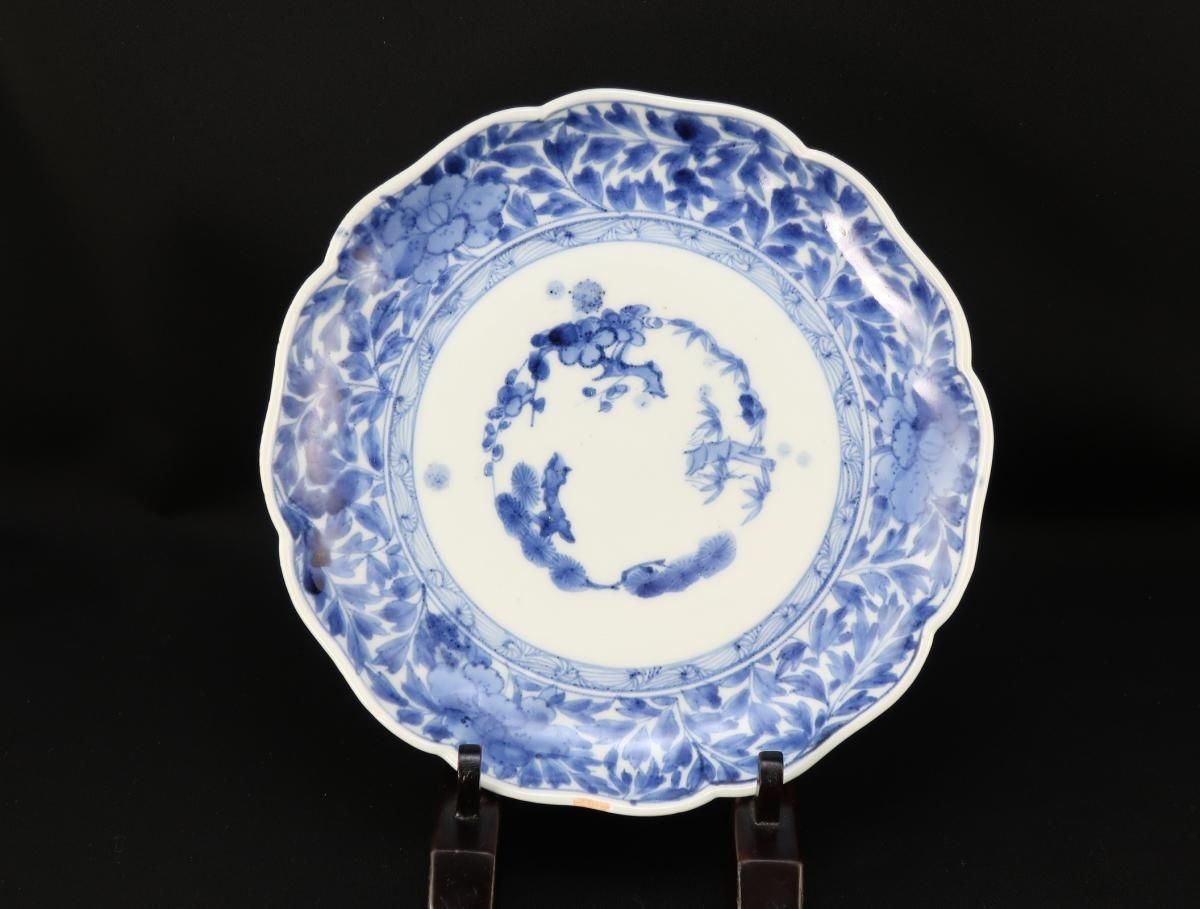 伊万里染付牡丹唐草文七寸皿 五枚組 / Imari Blue & White Plates with