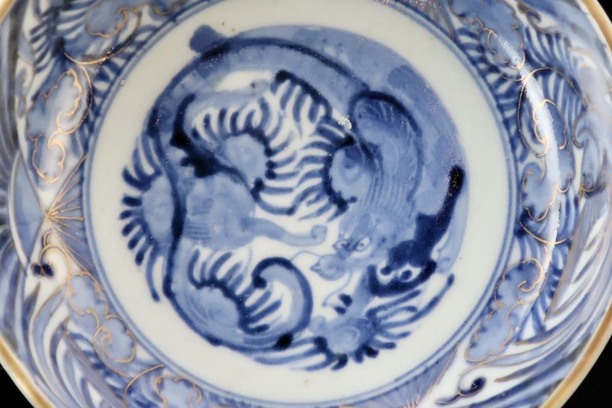 伊万里金彩染付龍鳳凰文なます皿 五枚組 / Imari Blue & White 伊万里金彩染付龍鳳凰文なます皿 五枚組 / Imari Blue & White