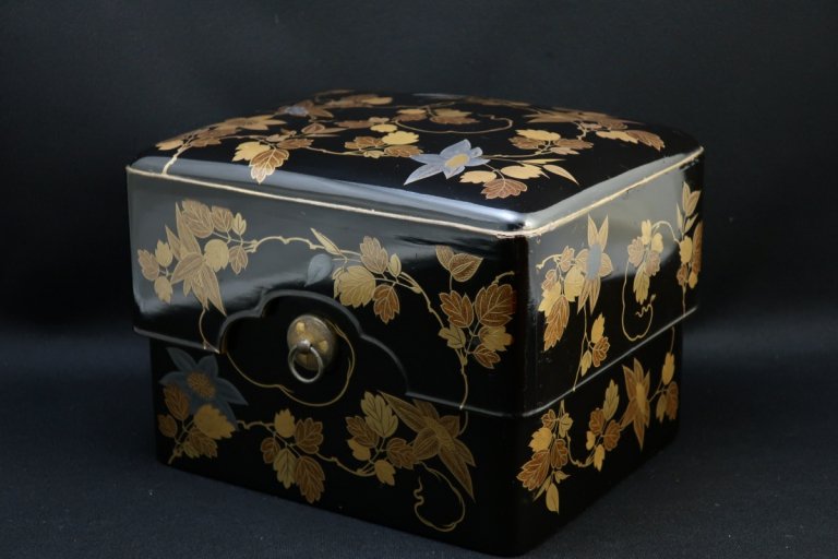 ŴȢ / Black-lacquered Box called 'Tebako'  with 'Makie' picture of Clematis 