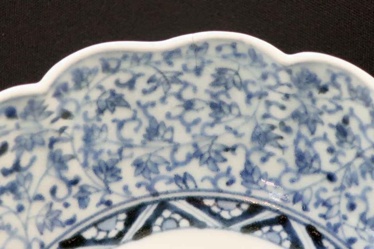 伊万里染付萩唐草文なます皿 五枚組 / Imari Blue & White 'Namasu 