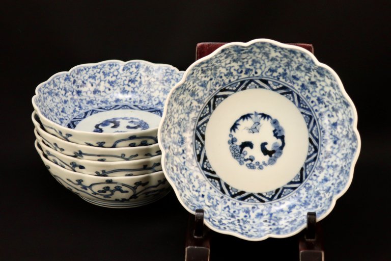 Τʸʤޤ / Imari Blue & White 'Namasu' Bowls  set of 5