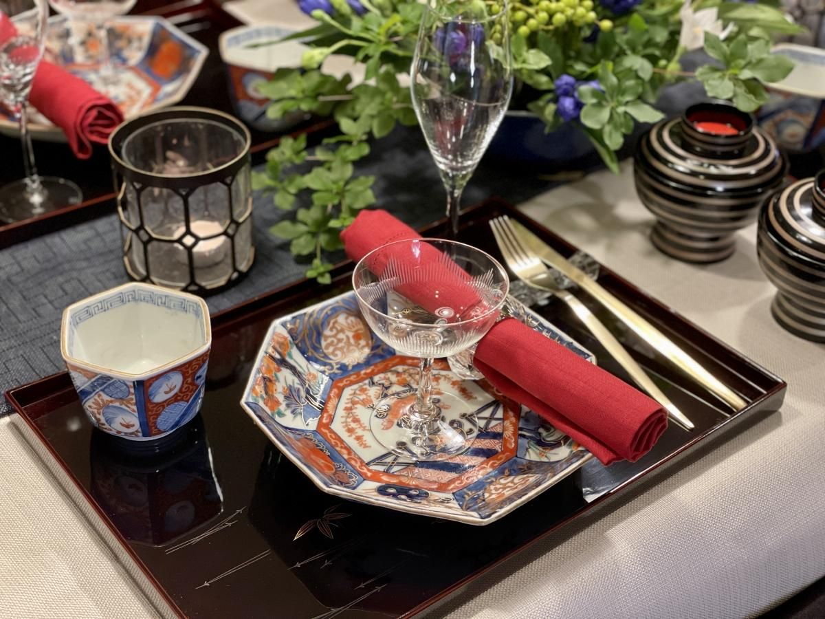伊万里色絵蝶丸文六角向付 五客組 / Imari Polychrome Hexagonal