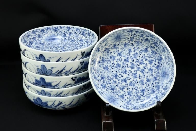 クリスマスファッション 伊万里染付花唐草文なます皿 White & Blue Imari / 六枚組 食器