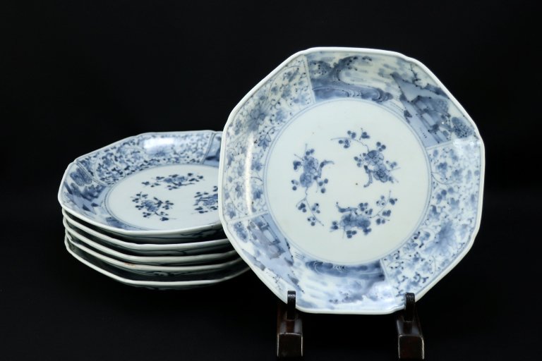Τղ𻳿ʸȬϻϻ / Imari Octagonal Blue & White Plates  set of 6