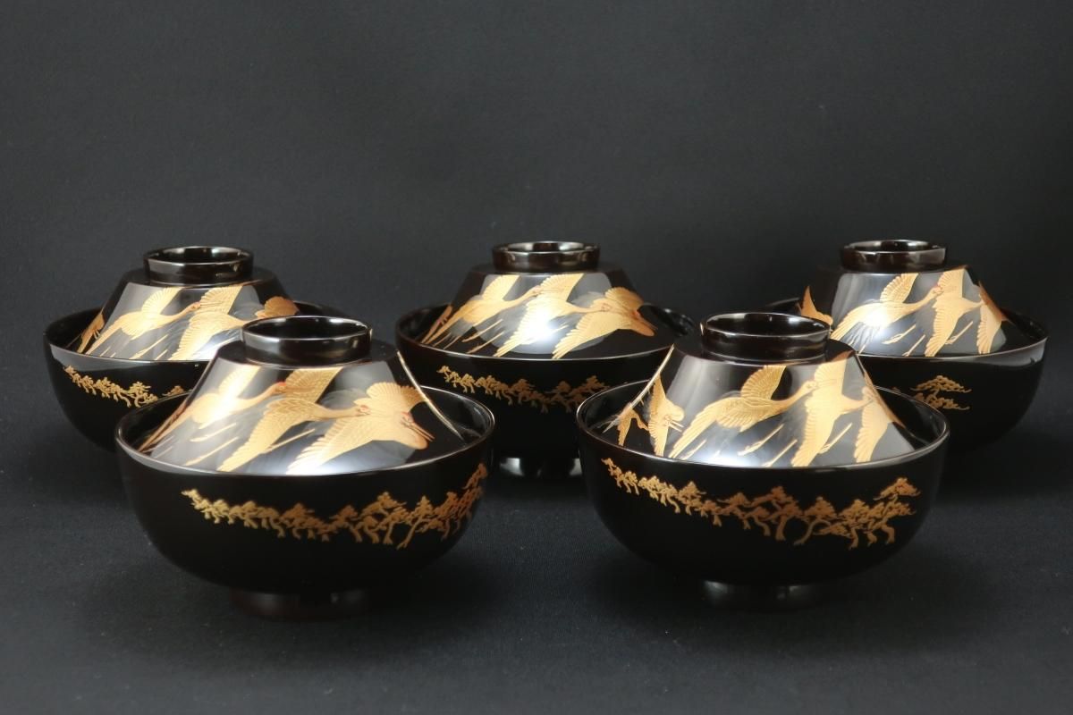 木製漆器 汁椀 吸物椀 朱色 骨董 金蒔絵 金縁 乗っ取っ 富士山松鶴 G51 木製漆器 汁椀 吸物椀 朱色 骨董 金蒔絵 金縁 乗っ取っ 富士山松鶴 G51