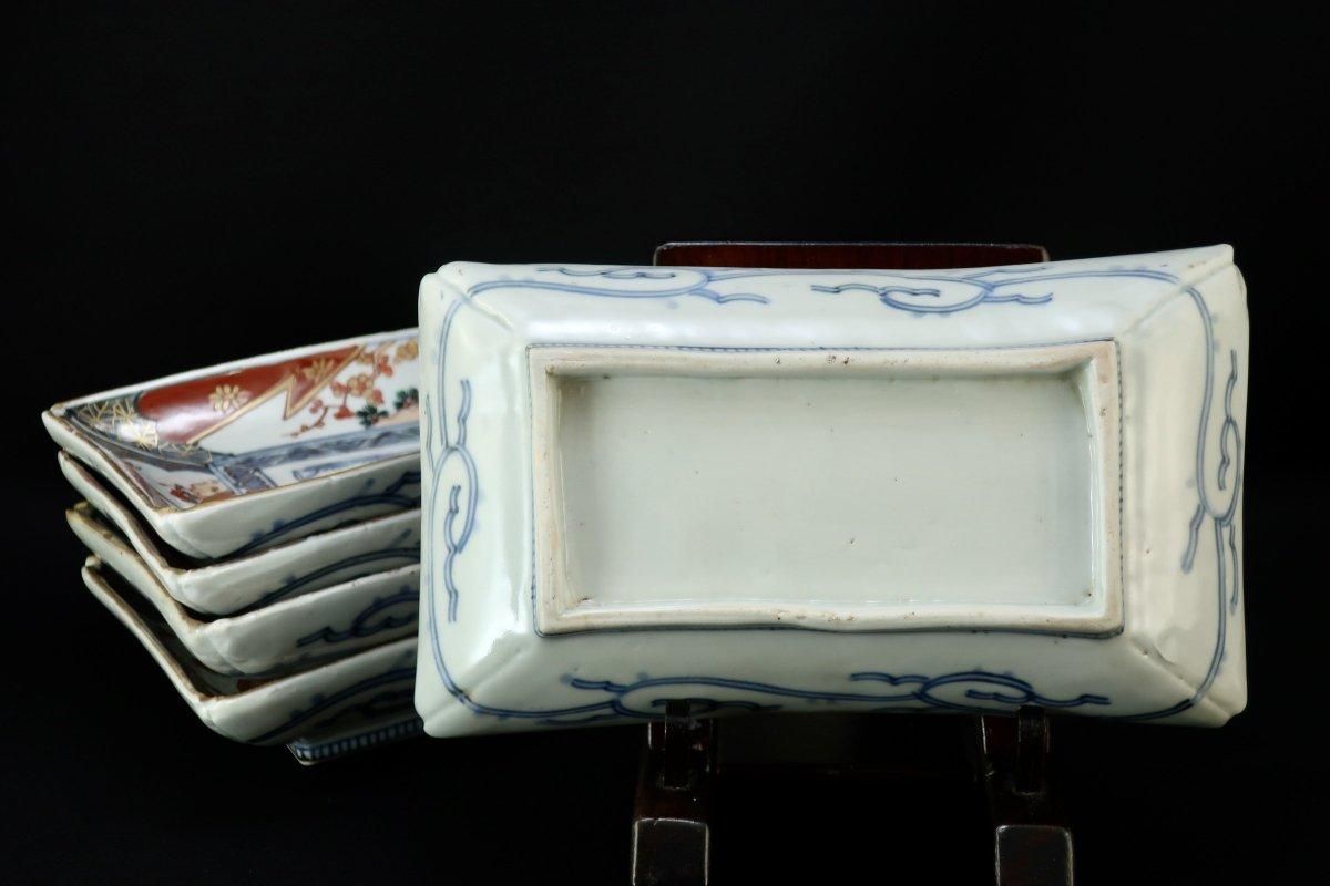 伊万里色絵長皿 五枚組 / Imari Rectangular Polychrome Plates