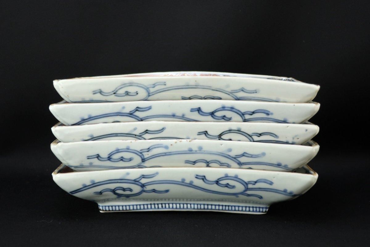 伊万里色絵長皿 五枚組 / Imari Rectangular Polychrome Plates