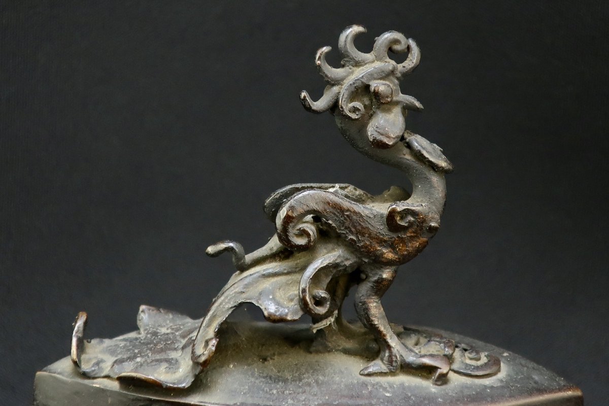 銅器鳳凰扇型香炉 / Bronze Fan-shaped Incense Burner with the decoration of Phoenix  - OKURA ORIENTAL ART / 大蔵オリエンタルアート