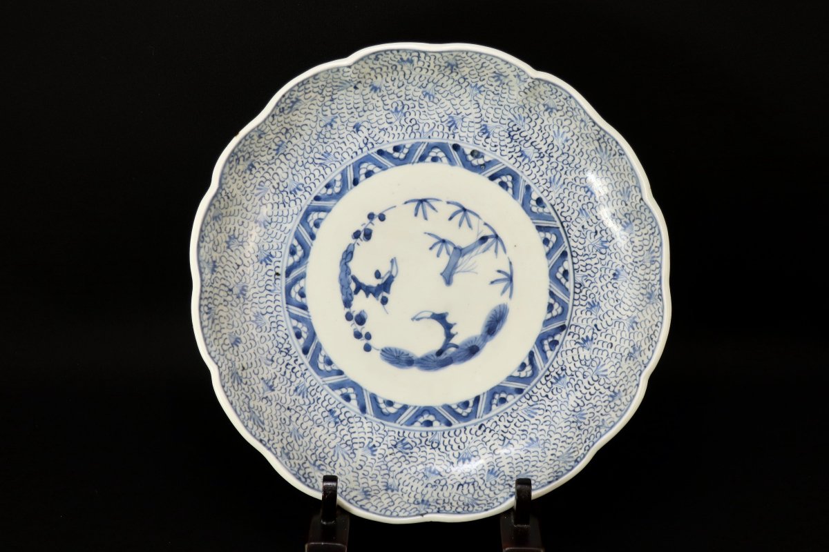 伊万里染付微塵唐草文七寸皿 五枚組 / Imari Blue & White Plates with