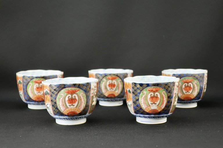 伊万里色絵松竹梅文向付　五客組 / Imari Poychrome 'Mukoduke' cups  set of 5