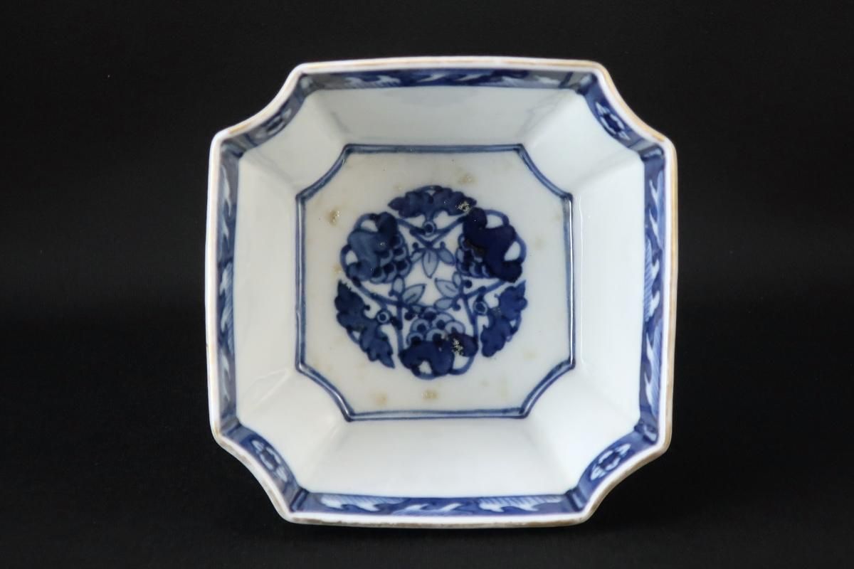 大聖寺伊万里色絵花鳥文角向付 五客組 / Daishoji Imari Square