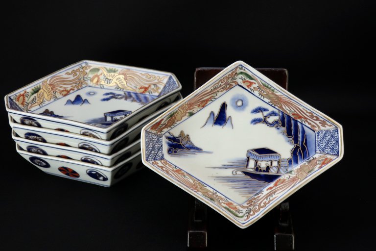Τ˱ʸɩ / Imari Diamond-shaped Polychrome Plates  set of 5