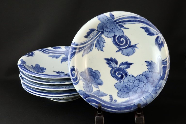 Τղðʸϻ / Imar Blue & White Plates with the picture of Peonies  set of 6