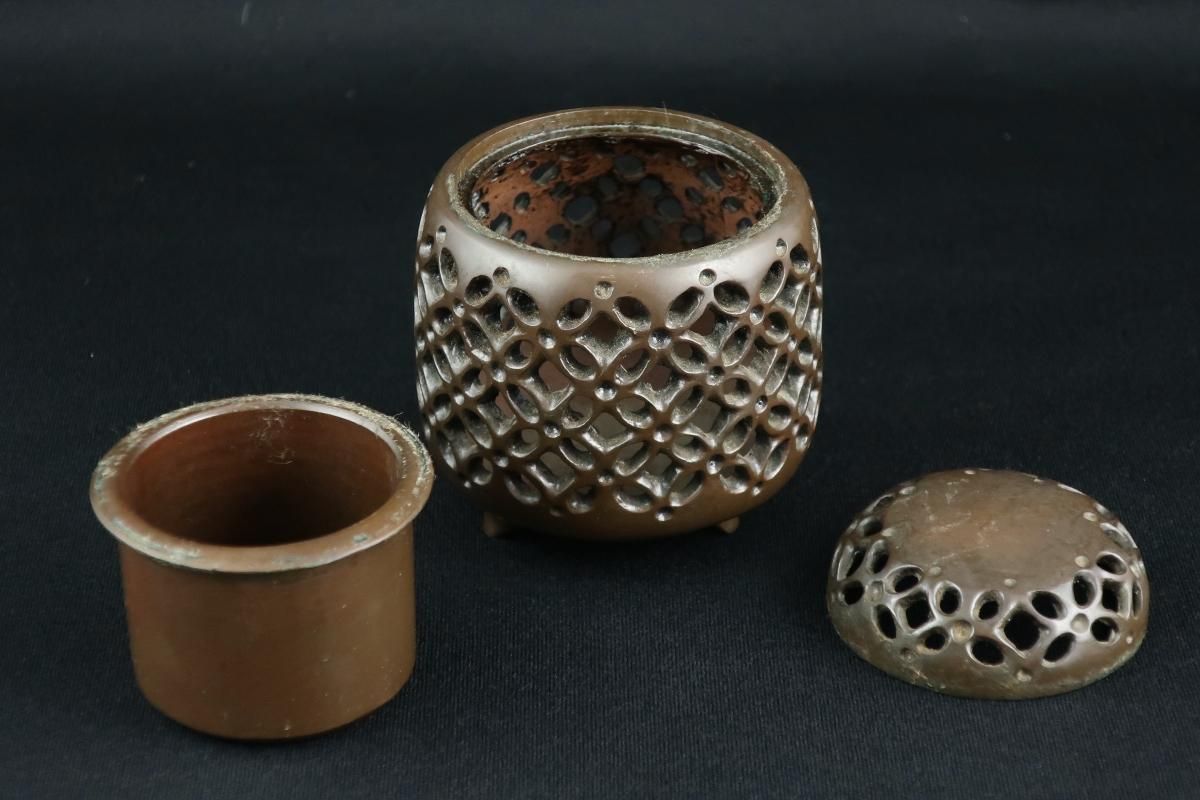銅器七宝透かし香炉 / Bronze Small Incense Burner - OKURA