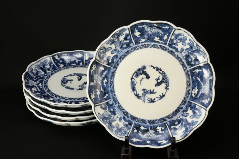 伊万里染付七寸皿　五枚組 / Imari Blue & White Plates  set of 5