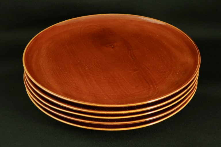 春慶塗丸盆　五枚組 / Shunkei-lacquered Round Trays  set of 5