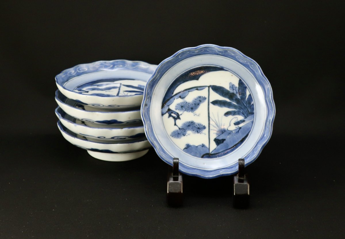 伊万里染付五寸皿　五枚組 / Imari Blue & White Plate set of 5 - OKURA ORIENTAL ART /  大蔵オリエンタルアート