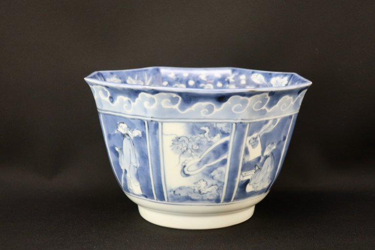 伊万里染付龍賢人文大深鉢 / Imari Large Blue & White Bowl