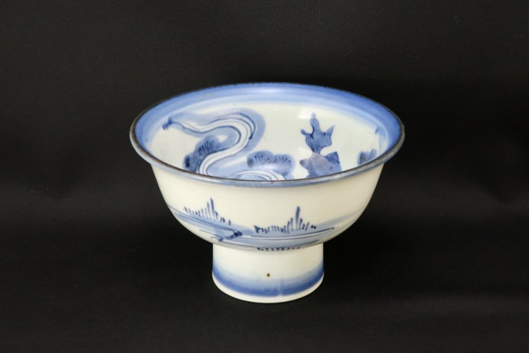 伊万里染付金魚文盃洗 / Imari Blue & White 'Haisen' Sake Cup Washing Bowl with the picture of Goldfishes