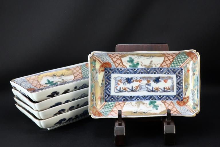 ΤٻλοĹ / Imari Rectangular Polychrome Plates  set of 5