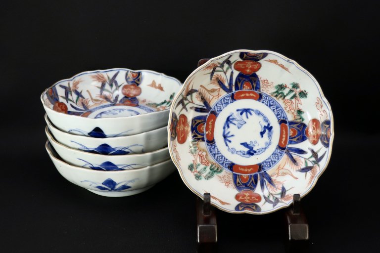 伊万里色絵なます皿　五枚組 / Imari Polychrome 'Namasu' Bowls  set of 5