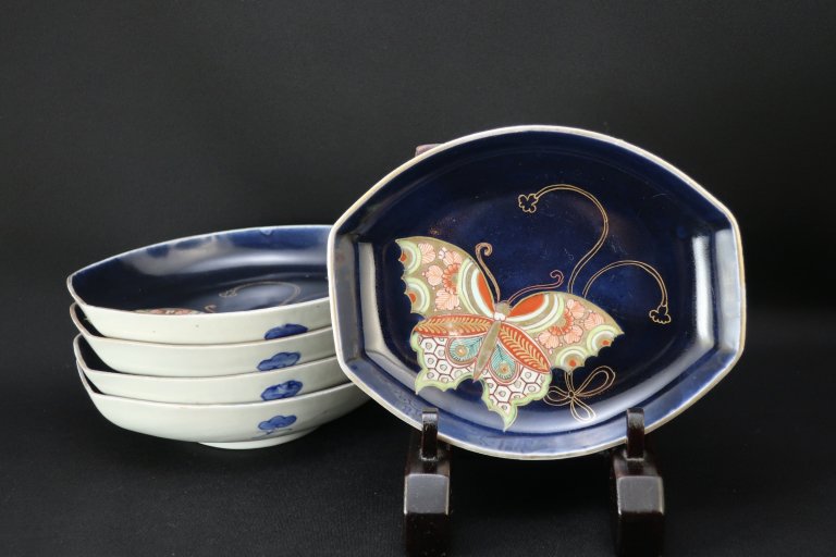 Τĳʸ / Imari Lapis Lazuli Boat-shaped Plates  set of 5