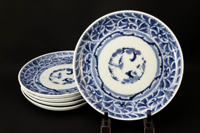 Τղðʸϻ / Imari Blue & White Plates with the pattern of 'Botan Karakusa'  set of 5