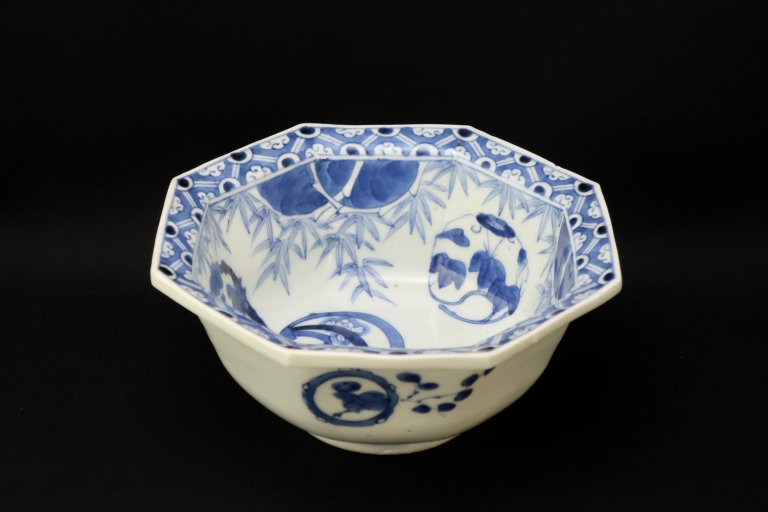 伊万里染付丸文八角中鉢 / Imari Octagonal Blue & White Bowl