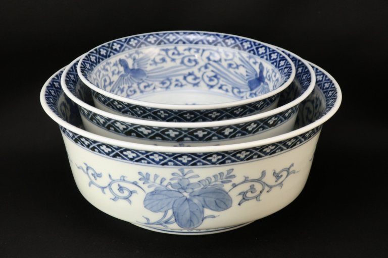 Τն˱ʸȭ / Imari Blue & White Bowls  set of 3(L/M/S)