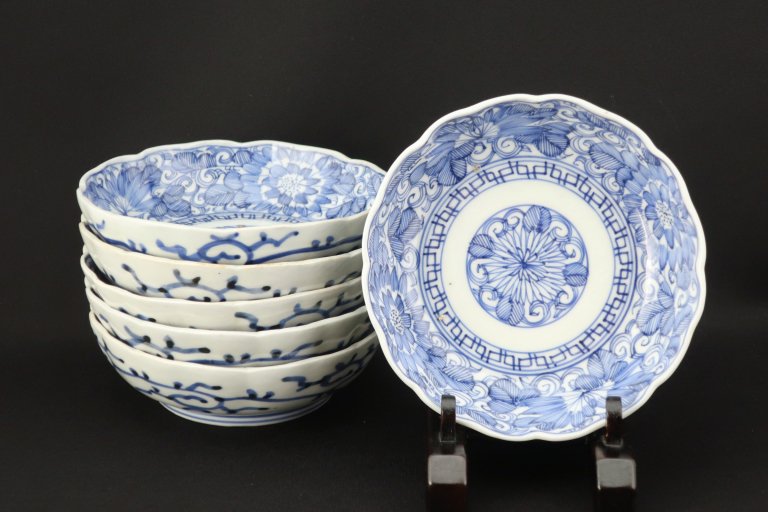 Τդʤޤϻ / Imari Blue & White 'Namasu' Bowls set of 6