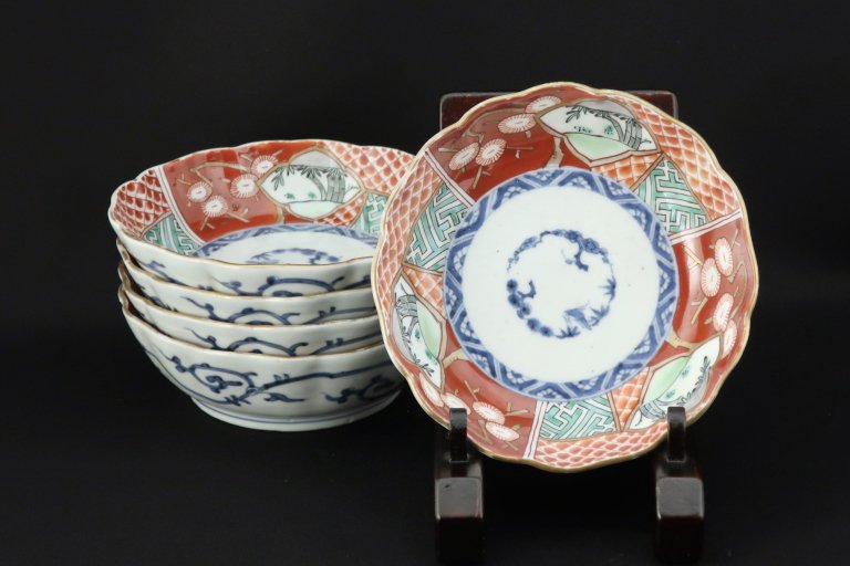 伊万里色絵なます皿　五枚組 / Imari Polychrome 'Namasu' Bowls  set of 5
