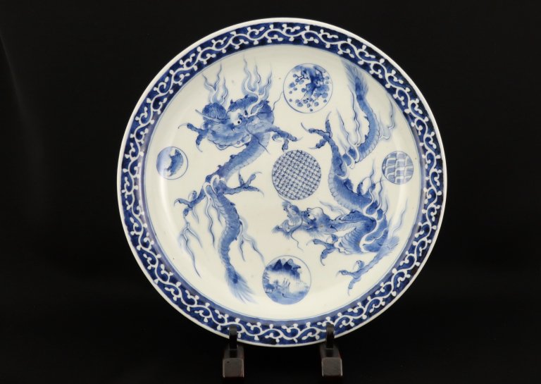 伊万里染付龍文九寸皿 / Imari Large Blue & White Plate with the picture of Dragon