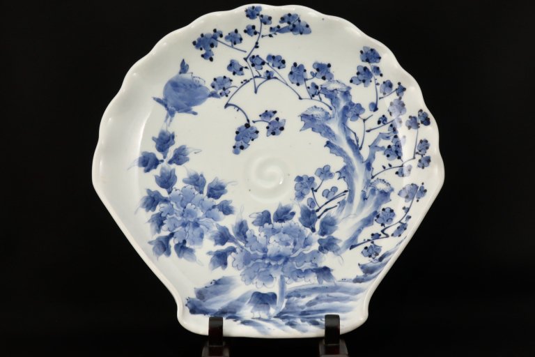 Τ߲ðʸ绮 / Imari Large Blue & White Shell-shaped Plate 