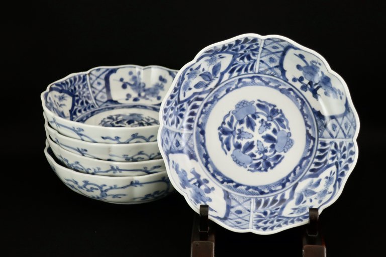 Τղðʸʤޤ / Imari Blue & White 'Namasu' Bowls  set of 5