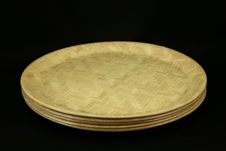 竹網代盆 五枚組 / Tray with Woven Bamboo  set of 5