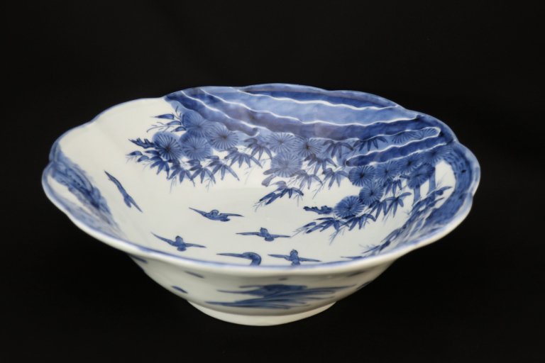 Τʸȭ / Imari large Blue & White Bowl with the picture of Cranes