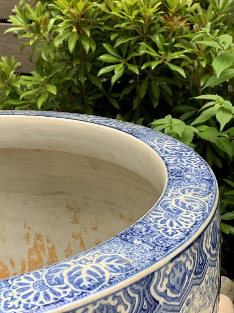 伊万里染付龍鳳凰丸文大火鉢 / Imari Large Blue & White