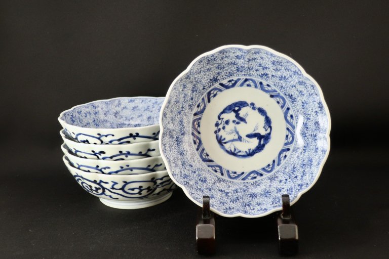 Τʸʤޤ / Imari Blue & White 'Namasu'  Bowls  set of 5