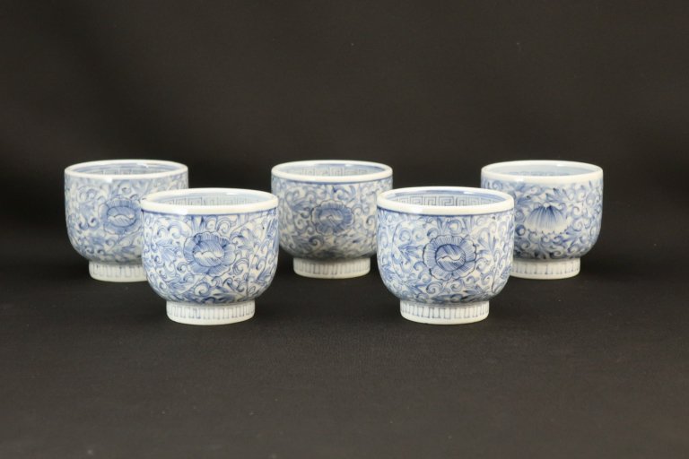 伊万里線描染付小向付　五客組 / Imari Blue & White 'Mukoduke' Cups  set of 5