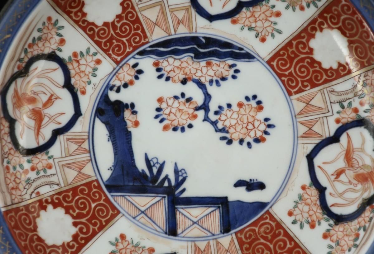 【伊万里色絵皿　描きこみ見事　色彩キレイ　鳳凰花々文・23・皿】◆徳利　花器壷 伊万里色絵皿 描きこみ見事 色彩キレイ 鳳凰花々文・23・皿