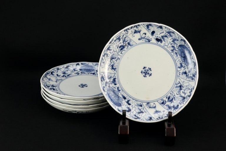 Τղʸϻ / Imari Blue & White Plates with the pattern of 'Hanakarakusa'  set of 5