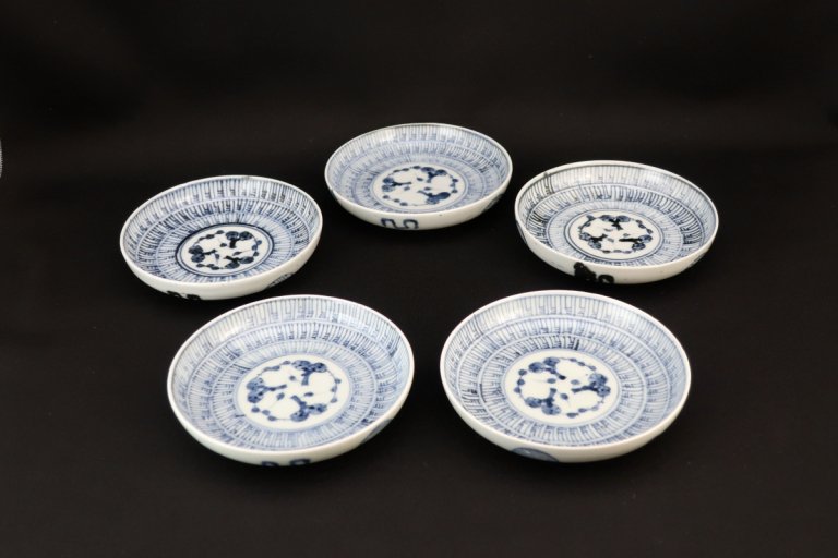 伊万里染付暦文四寸皿　五枚組 / Imari Small Blue & White Plates  set of 5