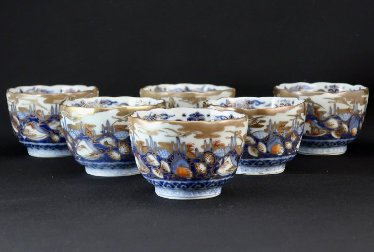 ΤȺʸաϻ / Imari Polychrome 'Mukoduke' Cups with the picture of Clams  set of 6