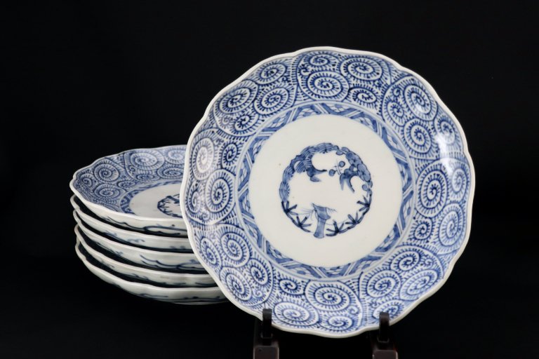 Τʸϻ / Imari Blue & White Plates with the pattern of 'Takokarakusa'  set of 6