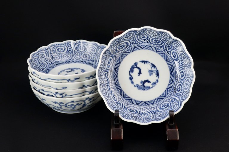 Τʸʤޤ / Imari Blue & White 'Namasu' Bowls  set of 5