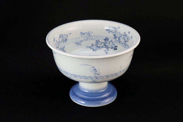 伊万里染付桜川文盃洗 / Imari Blue & White 'Haisen' Sake Cup Washing Bowl with the picuture of Sakura 