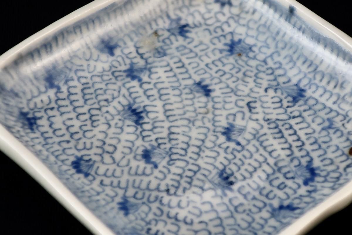 伊万里染付微塵唐草文角豆皿 五枚組 / Imari Small Square Blue