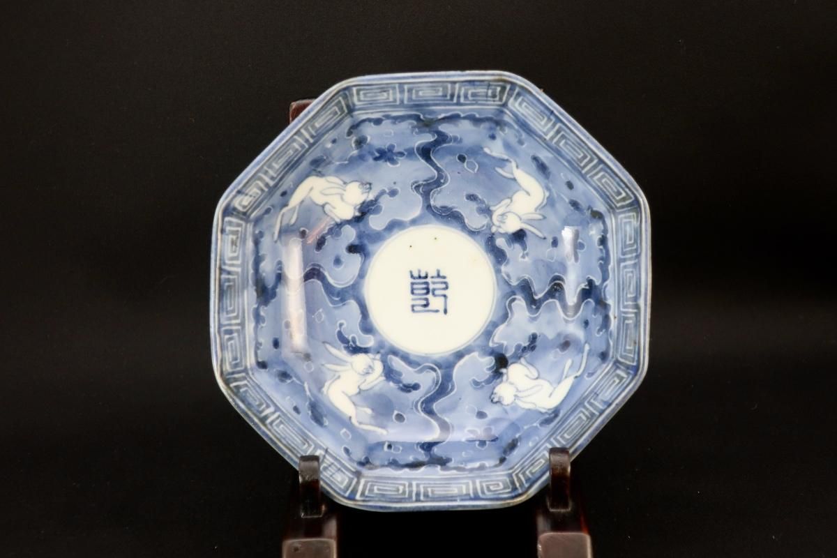 伊万里染付波兎文八角なます皿 五枚組 / Imari Octagonal Blue