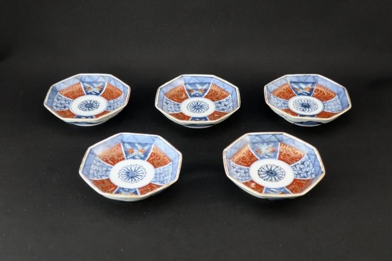 ΤȬʸ / Imari Small Octagonal Plates with the picture of Pomegranates  set of 5